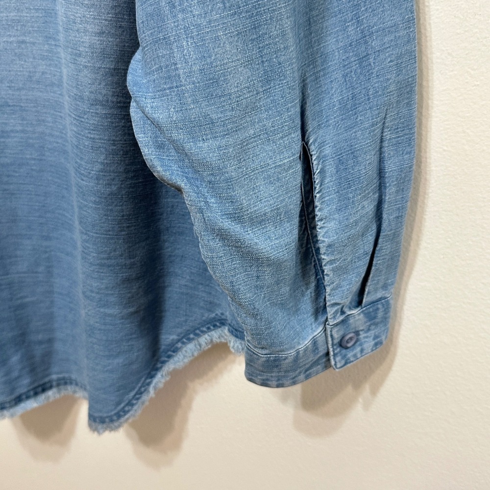 Cloth & Stone Anthropologie Tencel Button Down Shirt Womens Plus 2X Blue Relaxed - Picture 7 of 9